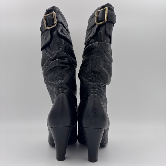 Steve Madden Women's Black Leather Slouchy/Ruched Mid-Calf Heel Boots - Size 5.5 - Picture 7 of 15